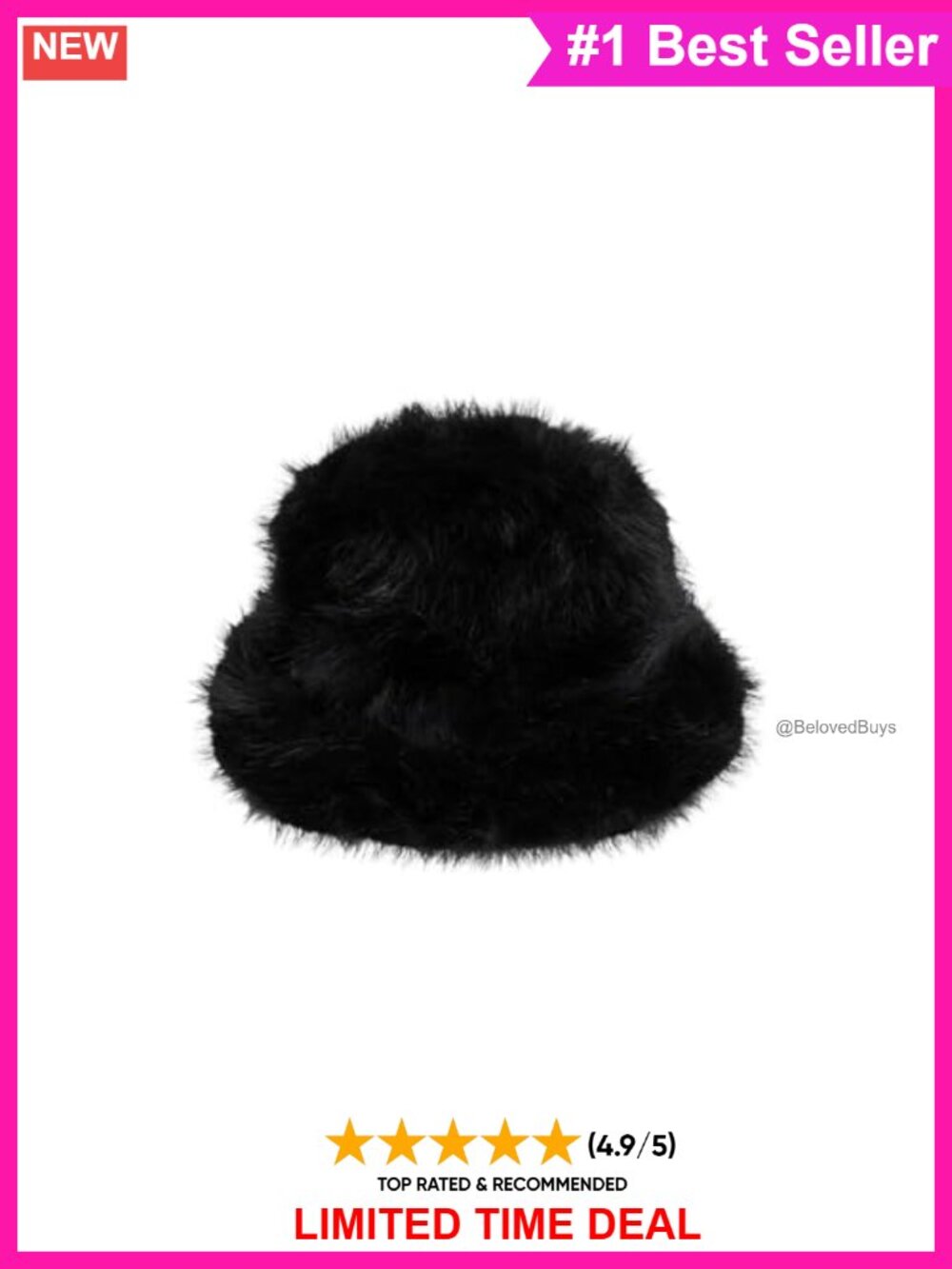 Faux Fur Bucket Hat Soft Lined Warm Winter Hat